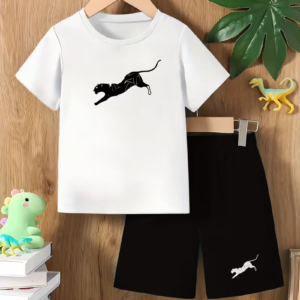 2pcs Boys' Cheetah Print Set