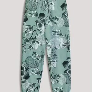 Plus Size Floral Print Ankle Pants