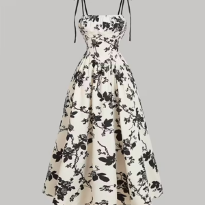 Floral Print Spaghetti Suspender Dress